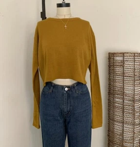 Brandy Melville Women’s Mustard Yellow CropFrancesca Sweater Nwt - Picture 1 of 4
