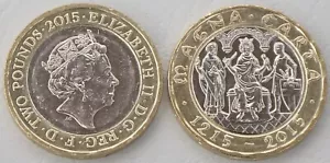 Great Britain 2 Pounds Commemorative Coin 2015 Magna Carta KM# 1342 UNC. - Picture 1 of 1
