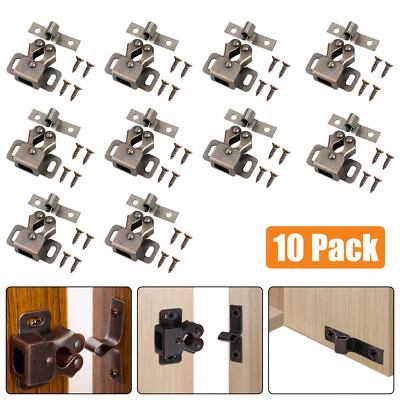 PARTSDOM 10pack Vintage Bronze Double Roller Catch Cupboard Cabinet Door Closet Latch