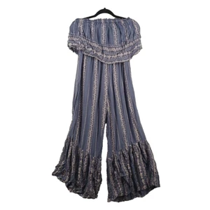 JAPNA Strapless Wide Leg Jumpsuit SMALL(4-6)Smocked Floral Paisley 100% Rayon - Picture 1 of 11