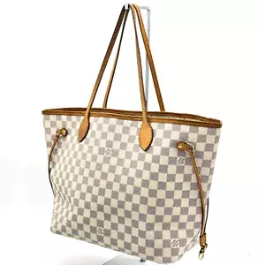 Louis Vuitton Damier Azur Neverfull MM Canvas Shoulder Tote Bag N41605 LV RankAB - Picture 1 of 24