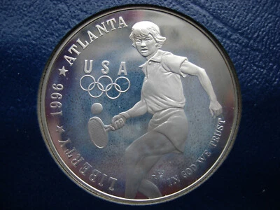 1996-P TENNIS PROOF COMMEMORATIVE SILVER DOLLAR - L1424 - Image 1 of 2