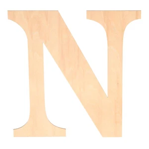 12" Wooden Letter Letter N Shape Cutout Unfinished Large Wood Alphabet Letter - Picture 1 of 6