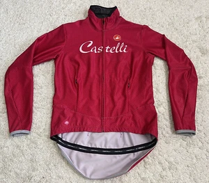 Castelli Rosso Corsa Wind Stopper Jacket Jersey Cycling Shirt Top Bike Women M - Picture 1 of 17