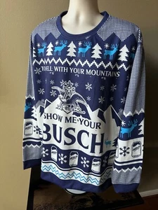 BUSCH Beer " Show Me Your Busch" Winter Christmas Long Sleeve Sweater (2XL) - Picture 1 of 5