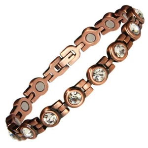 Pulsera magnética de cristal de cobre Laguna para damas + caja y herramienta de eliminación de eslabones gratuita - Imagen 1 de 5
