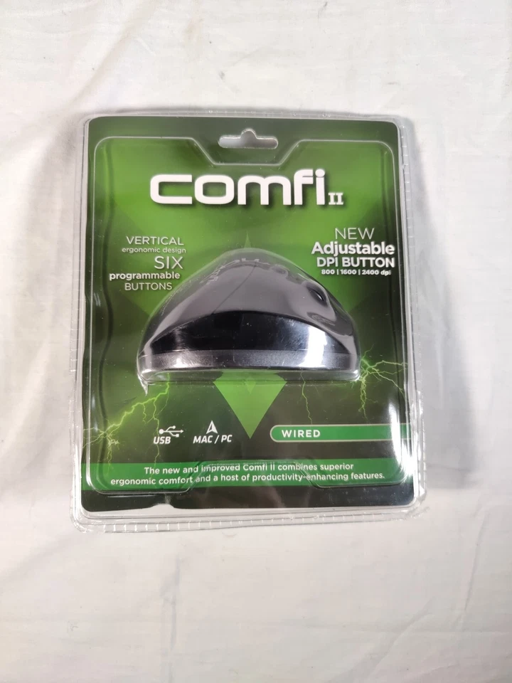 NEW Ergoguys EM011-BK COMFI II WIRED ERGONOMIC COMPUTER MOUSE BLACK - Optical - Image 1 of 4