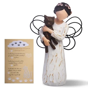 Cat Memorial Gifts for Loss of Pet Remembrance Hand-Painted Collectible Angel - Picture 1 of 6