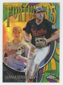 2025 Topps Chrome Fortune 15 logofrattore Gunnar Henderson 05/50 Baltimora - Foto 1 di 2