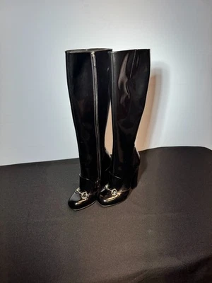 GUCCI Black Patent Leather Knee-High Boots (EU 37.5 / US 7) – Never Worn - Image 1 of 4