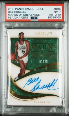 2019 PANINI IMMACULATE COL. MARKS OF GREATNESS BILL RUSSELL /25, PSA 10 Auto!!! - Image 1 of 2