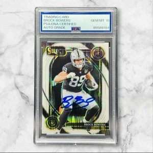 Brock Bowers Signed 2024 Select #222 White Prizm Shock Rookie /199 PSA 10 AUTO - Picture 1 of 2