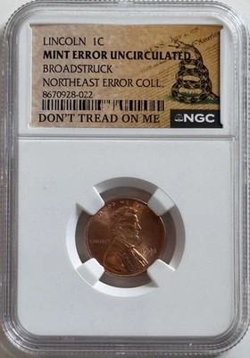 Lincoln 1998 1C Mint Error Uncirculated Broadstruck NGC Verified - Image 1 of 4