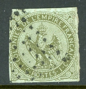 France 1862 Colonies General Issues 1¢ Olive Green Scott #1 VFU M498 - Picture 1 of 6