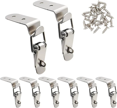 8 Pcs Stainless Steel 90 Degree Spring Toggle Lock with Clasp Buckle Latch and M - Image 1 of 4