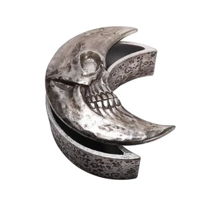 Alchemy Gothic Silver Skull Moon Trinket & Jewelry Box Vampire Witchy Punk Metal - Picture 1 of 3