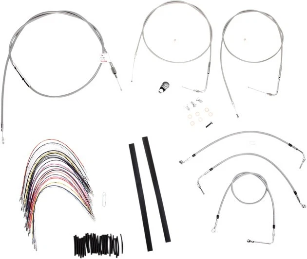 Burly Cable/Brake Line Kit for 16" Ape Hangers w/o Cruise Stainless #B30-1080 - Image 1 of 1
