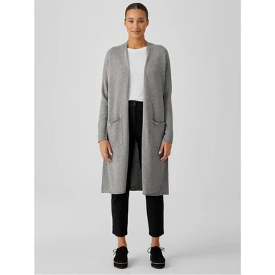 Eileen fisher Peruvian Organic Cotton Gray Long Cardigan L Layering Minimalist - Image 1 of 4