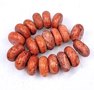  14 mm - 15 mm Natürliche Rote Schwammkoralle Rondelle Heishi Perlen (20 Stck.) - Bild 1 von 4