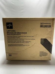 Medline White Lab Coats Pack of 30 Large Knit Cuff Traditional Collar NEW - Picture 1 of 3