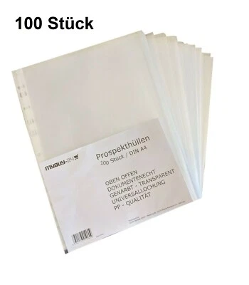 100 Prospekthüllen A4 Aktenhüllen Dokumentenhüllen Klarsichthüllen genarbt - Bild 1 von 4
