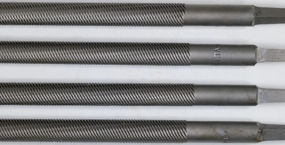 4 x Delta 8" Round 2ND Cut Hand File -  Second 77643 Vintage Made In USA 4 Files - Image 1 of 4