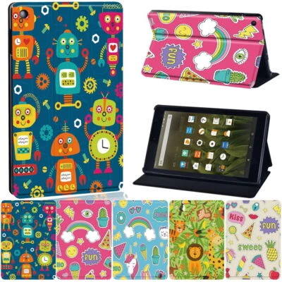 Cartoon Leather Stand Folio Cover Case for Amazon Fire HD 10/10 Plus 2021 2023 - Image 1 of 4