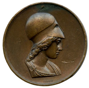 GETTONE MEDAGLIA BRONZO DIO ATENA SOCIETÀ REALE DEGLI ANTIQUARI DI FRANCIA 33MM 18G - Foto 1 di 4