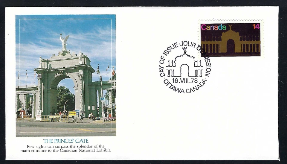 Canadá 1978 FDC 14¢ Puerta de los Príncipes - Exposición Nacional Canadiense / Fleetwood Foto 1 de 1