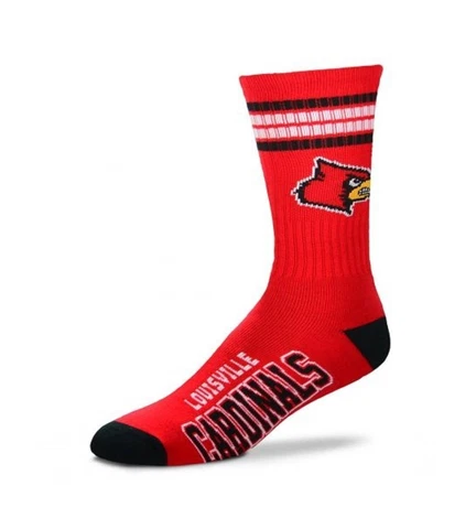 For Bare Feet NCAA Louisville Cardinals 4 Stripe Deuce Crew Sock Team Color M Cover