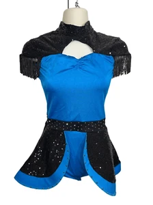 Kelle Dance Costume Size Teen Blue Black Skirt One Piece Majorette Inspired - Picture 1 of 13