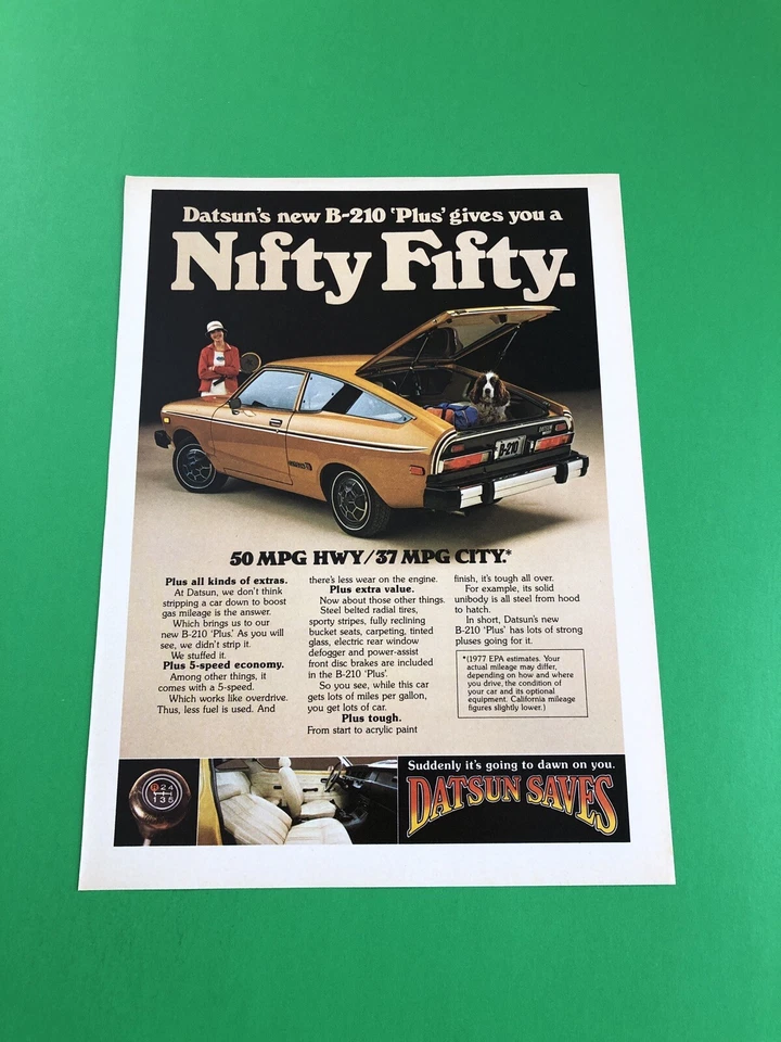 1977 1978 DATSUN B-210 B210 ORIGINAL PRINT AD ADVERTISEMENT PRINTED - Image 1 of 1