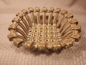 VTG Hand Crafted Stoneware Ceramic Pottery Art Lattice Woven Basket Signed - Picture 1 of 7