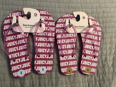 NUEVO CON ETIQUETAS CHANCLAS DE VERANO JUICY COUTURE TALLA 8 ROSA Foto 1 de 4