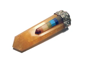 Colgante de piedras preciosas plano con 7 barras de chakra cristal de montaña amatista entre otros - Imagen 1 de 16