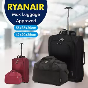 5 Cities Ryanair Maximum Cabin Trolley Luggage Bag and Carry On Cabin Bag Set - Picture 1 of 71