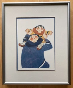 Tarjeta de arte enmarañada ""Gambell Mother"" 1994 Rie Muñoz 5""x7"" - Marco 9""x11"" - Alaska - Imagen 1 de 5
