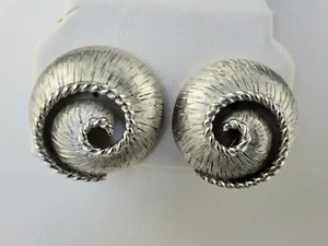 Vintage Crown TRIFARI F Pinwheel Silver Tone Clip On Earrings - Picture 1 of 6