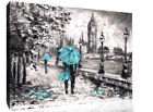 Big Ben London Street View Painting Duck Egg Blue Canvas Wall Art Picture Print