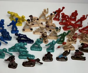 38 Antique Vintage Plastic Miniature Football Plastic Figures 2.25" Hong Kong - Picture 1 of 16