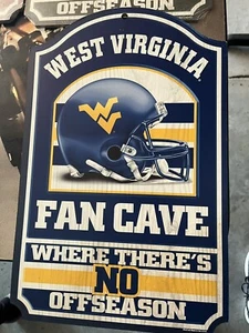 WEST VIRGINIA FAN CAVE HARDBOARD WOOD SIGN 11"X17" NCAA LICENSED - Picture 1 of 1