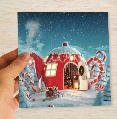 Tarjetas y paquetes de Navidad tetera señora Claus encantador cuento de hadas Elfos de Santa Navidad Foto 1 de 4