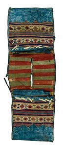 Pre-1900s Unique Handmade Leather Wool Needlepoint Soumak Caucasian Saddle Bag - Picture 1 of 14