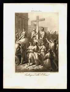 santino incisione acquatinta 1800 ESALTAZIONE DELLA CROCE - Picture 1 of 1