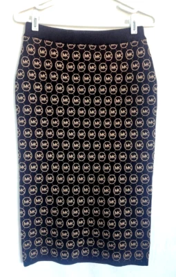 NWT Michael Kors Logo Sweater Pencil Skirt Size S Chocolate and Tan Logo - Image 1 of 4