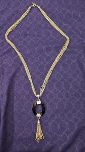 Coldwater Creek 5 strand goldtone 19" necklace with faux tort shell pendant ,... - Picture 1 of 7