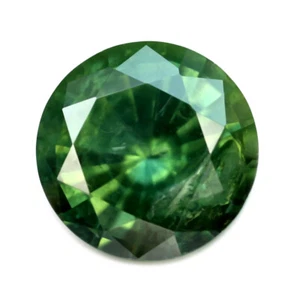 Certified 1.15ct Natural Green Sapphire SI Clarity 6.2mm Round From Kenya Mines - Picture 1 of 2