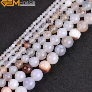 Natural Gray Stripe Onyx Agate Beads 15" Round Spacer Loose Beads Jewelry Making - Picture 1 of 39