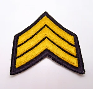 Sergeant - Rank - Three Yellow Stripes - Vintage Patch - Embroidered - Uniform - Picture 1 of 6
