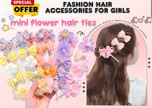 10pcs/set Kids Elastic Hair Bands Bows Bobbles Baby Girls Hair Accessories Gift - Picture 1 of 7